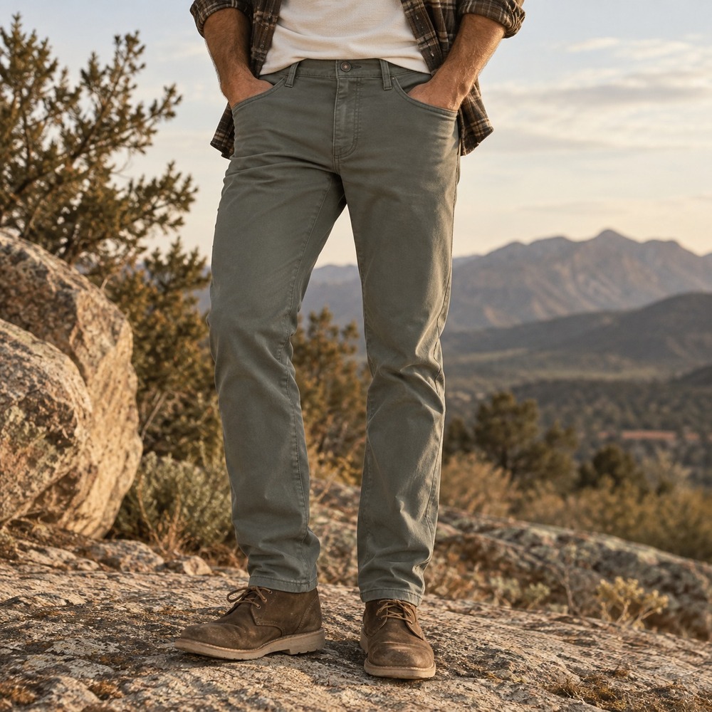 Flint and Tinder Mens 365 5-Pocket Slim Fit Pants 32x30 Green Stretch Huckberry